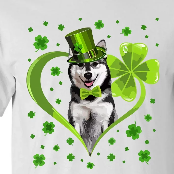 Funny Puppy Shamrock Siberian Husky Dog St Patricks Day Tall T-Shirt