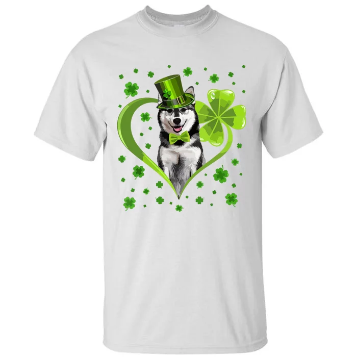 Funny Puppy Shamrock Siberian Husky Dog St Patricks Day Tall T-Shirt