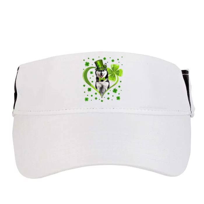 Funny Puppy Shamrock Siberian Husky Dog St Patricks Day Adult Drive Performance Visor