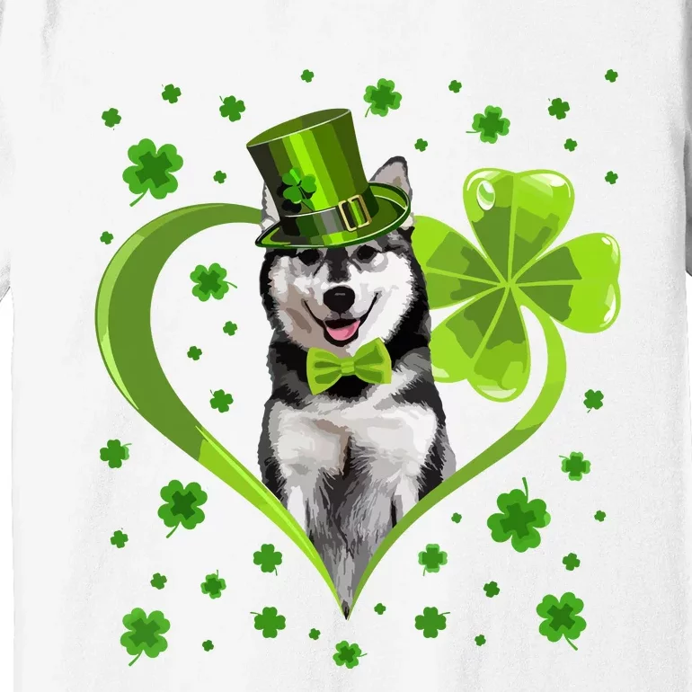 Funny Puppy Shamrock Siberian Husky Dog St Patricks Day Premium T-Shirt