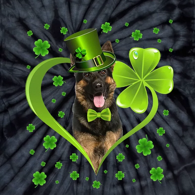 Funny Puppy Shamrock German Shepherd Dog St. Patrick's Day Tie-Dye T-Shirt