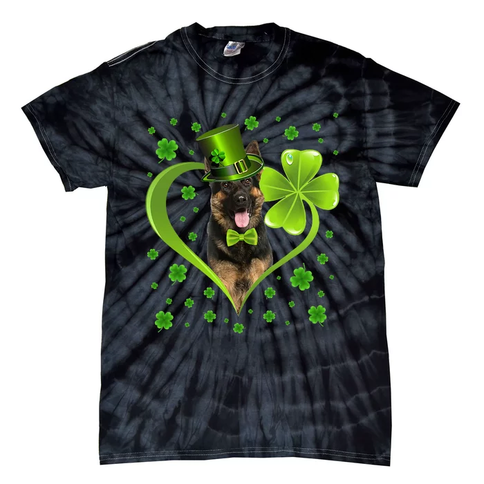 Funny Puppy Shamrock German Shepherd Dog St. Patrick's Day Tie-Dye T-Shirt