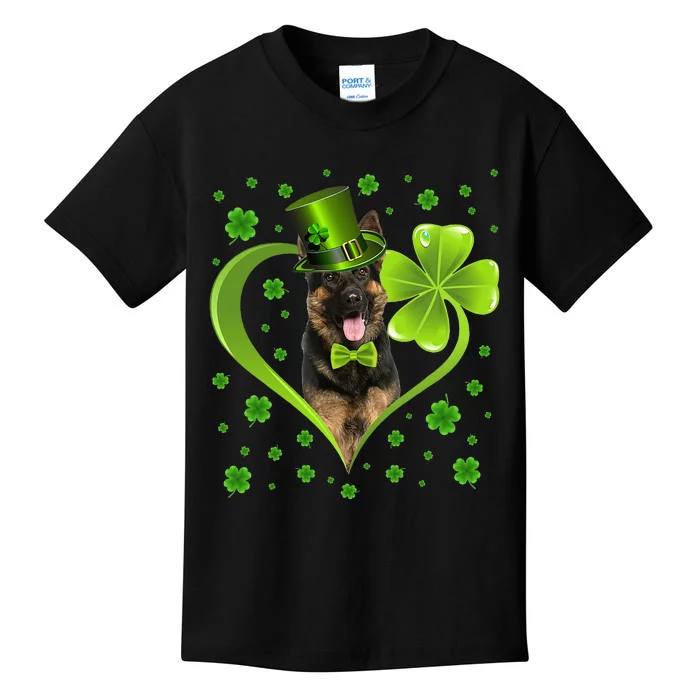 Funny Puppy Shamrock German Shepherd Dog St. Patrick's Day Kids T-Shirt