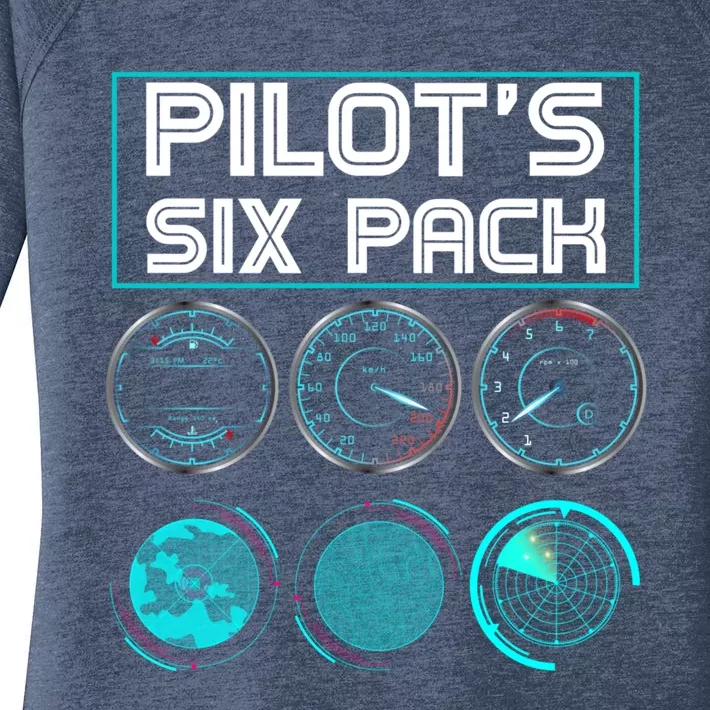 Funny Pilot Six Pack Gift Airplane Pilot Gift Women's Perfect Tri Tunic Long Sleeve Shirt