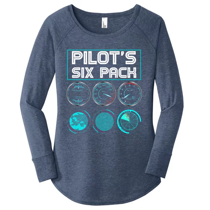 Funny Pilot Six Pack Gift Airplane Pilot Gift Women's Perfect Tri Tunic Long Sleeve Shirt