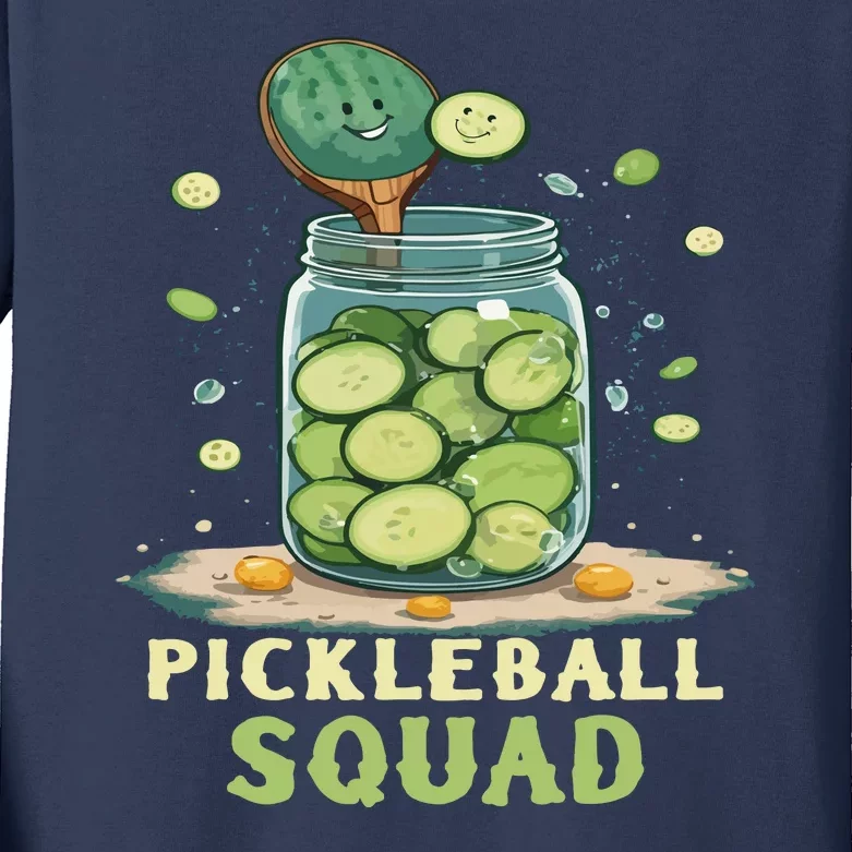 Funny Pickleball Squad Kids Long Sleeve Shirt