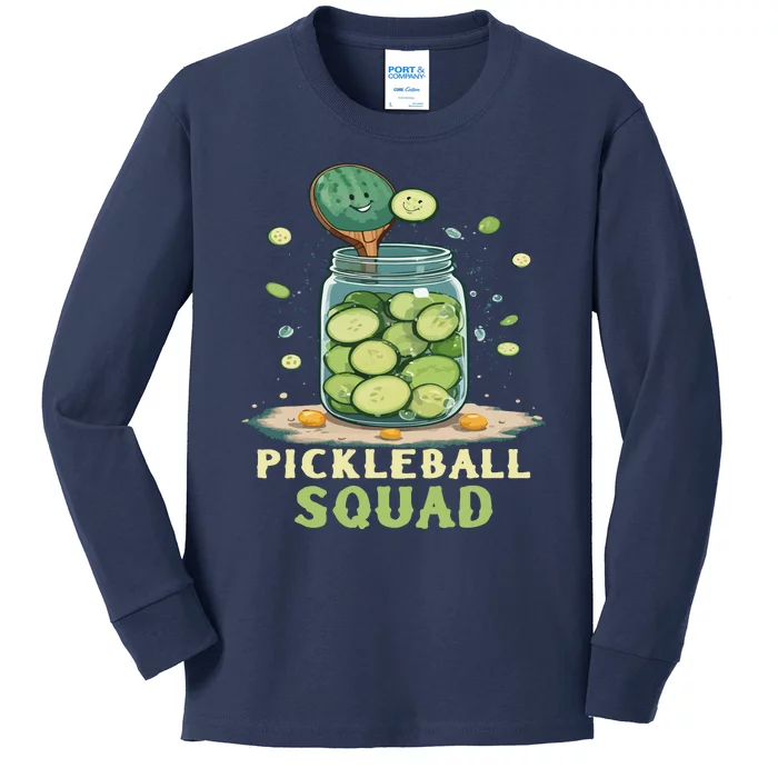 Funny Pickleball Squad Kids Long Sleeve Shirt