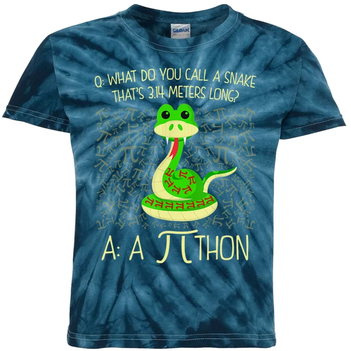 Funny Python Snake Pi Day Kids Tie-Dye T-Shirt