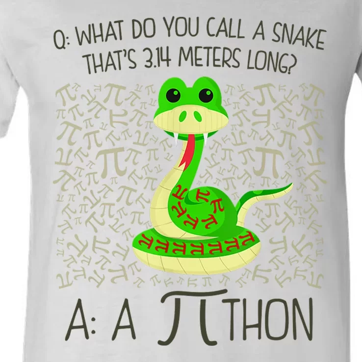 Funny Python Snake Pi Day V-Neck T-Shirt