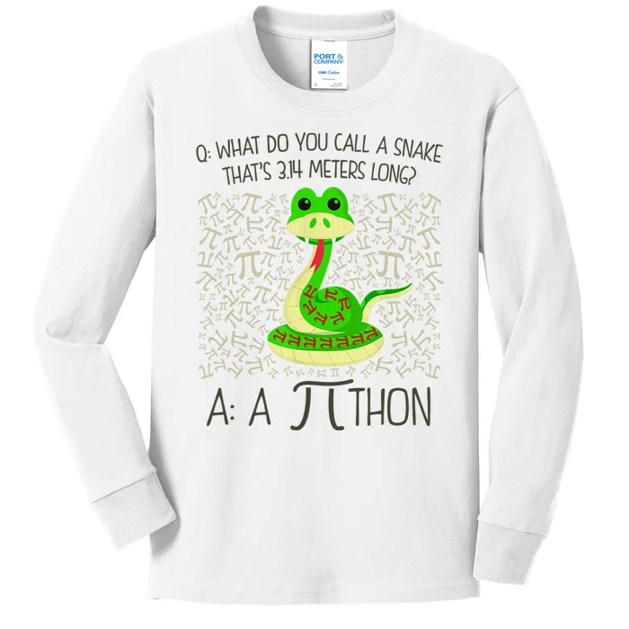 TeeShirtPalace | Funny Python Snake Pi Day Kids Long Sleeve Shirt