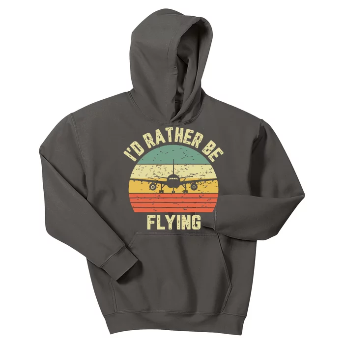 Funny Pilot Shirts Id Rather Be Flying Airplane Pilot Gift Kids Hoodie