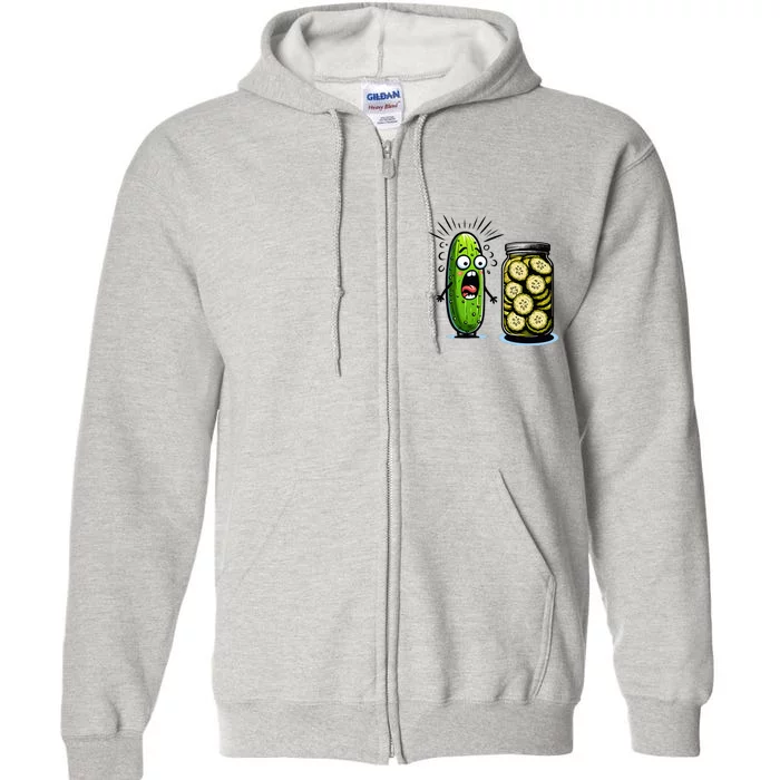 Funny Pickle Surprise A Cucumber And A Jar Of Sliced Pickles Full Zip Hoodie