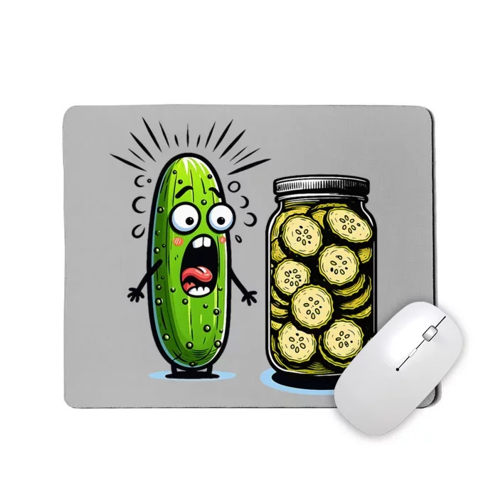 Funny Pickle Surprise A Cucumber And A Jar Of Sliced Pickles Mousepad