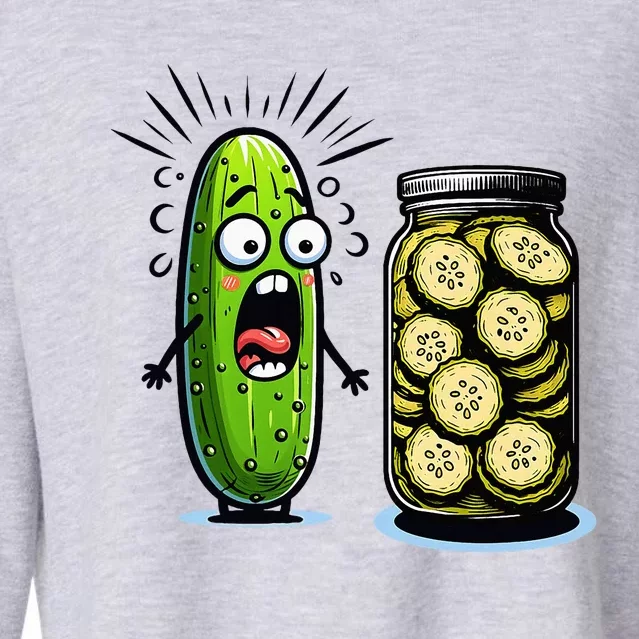 Funny Pickle Surprise A Cucumber And A Jar Of Sliced Pickles Cropped Pullover Crew