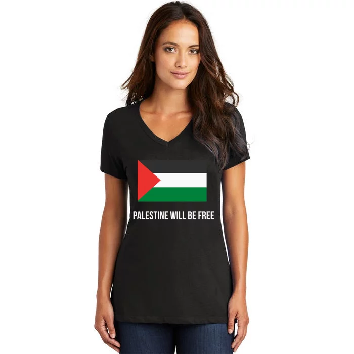 Free Palestine Strong Women's V-Neck T-Shirt