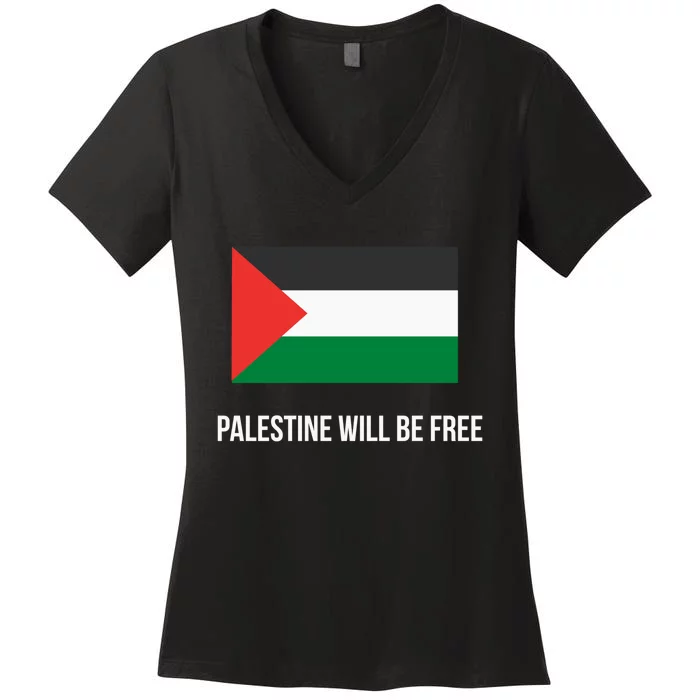 Free Palestine Strong Women's V-Neck T-Shirt