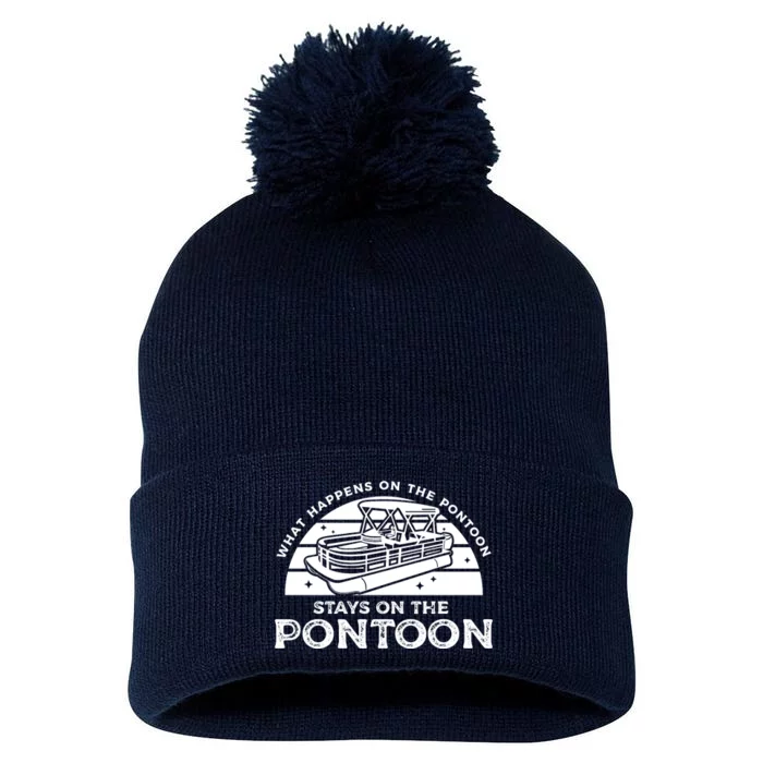 Funny Pontoon Saying Gift Pontooning Pom Pom 12in Knit Beanie