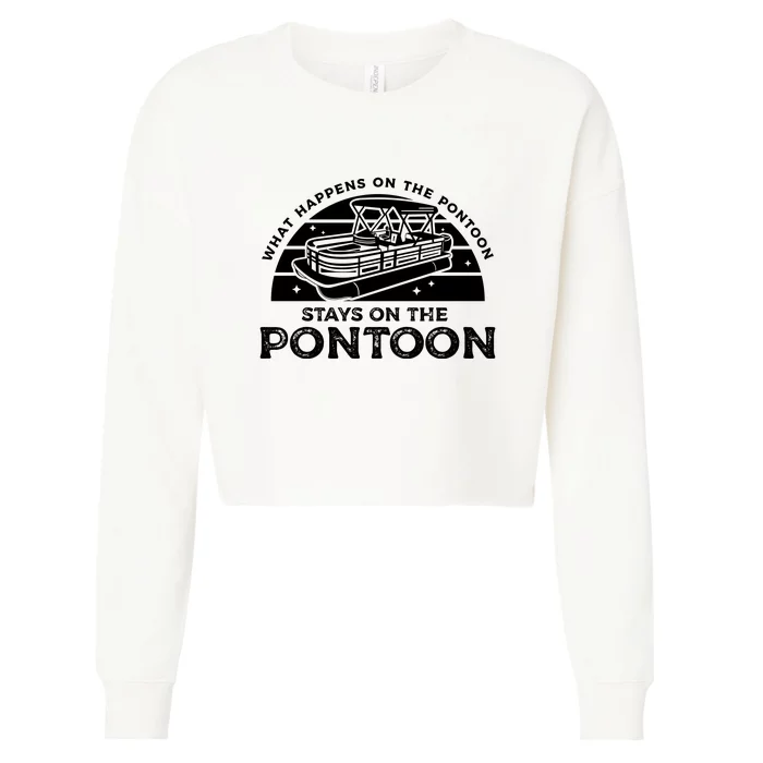 Funny Pontoon Saying Gift Pontooning Cropped Pullover Crew