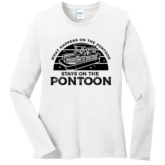 Funny Pontoon Saying Gift Pontooning Ladies Long Sleeve Shirt