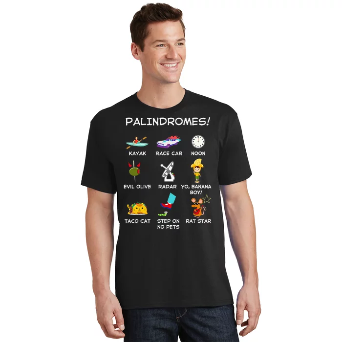 Funny Palindromes Set For Palindromists Word Play Games Pun T-Shirt