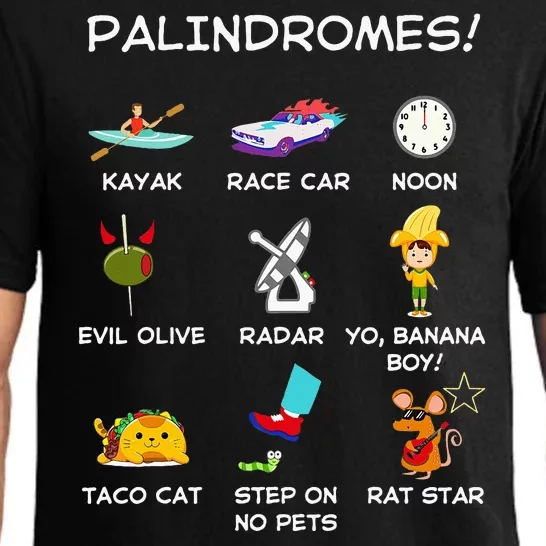 Funny Palindromes Set For Palindromists Word Play Games Pun Pajama Set