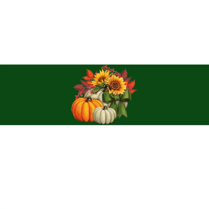 Fall Pumpkin Sunflower Cute Bumper Sticker