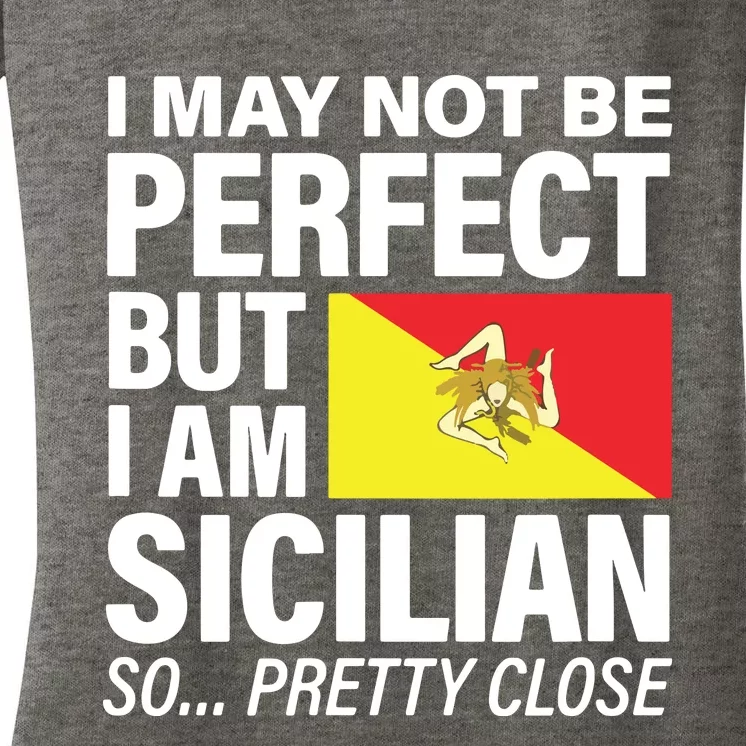 Funny Perfect Sicilian Flag Design SICILIA I Love Sicily Women's V-Neck T-Shirt