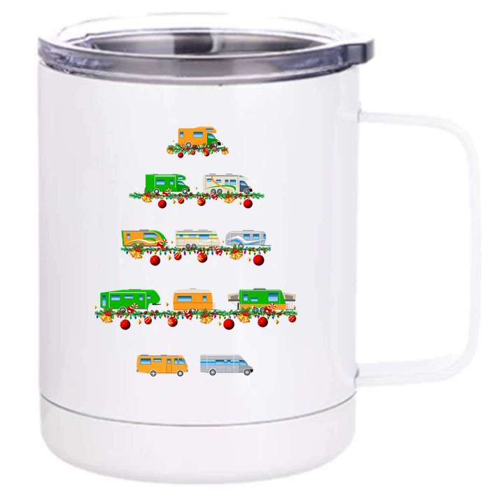 Family Pj Sets Christmas Matching Camping Truck Xmas Tree Front & Back 12oz Stainless Steel Tumbler Cup