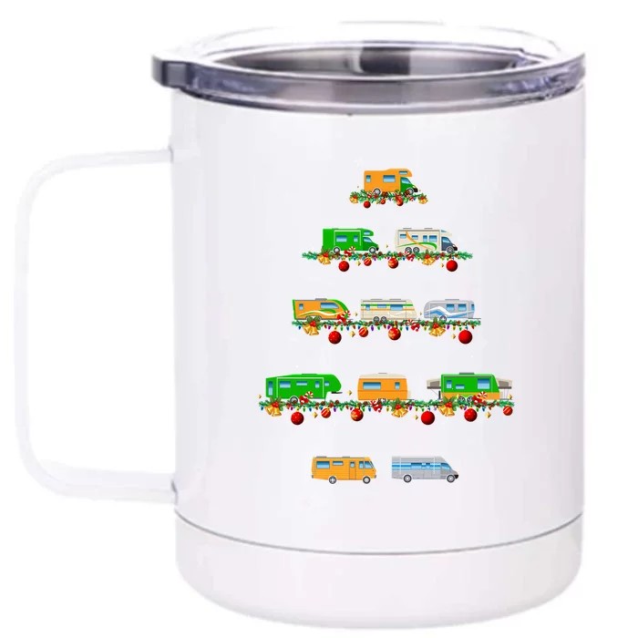 Family Pj Sets Christmas Matching Camping Truck Xmas Tree Front & Back 12oz Stainless Steel Tumbler Cup