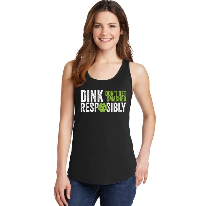 Funny Pickleball Team Clothing Dink Responsibly TShirt Ladies Essential Tank