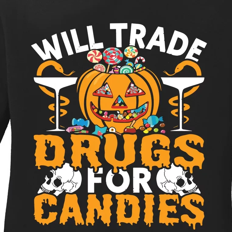 Funny Pharmacy Tech Will Trade Drugs For Candies Pharmacist Ladies Long Sleeve Shirt