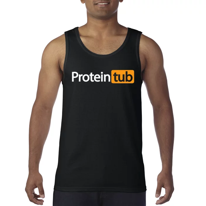 Funny Protein Tub Fun Adult Humor Joke Workout Fitness Gym Tank Top