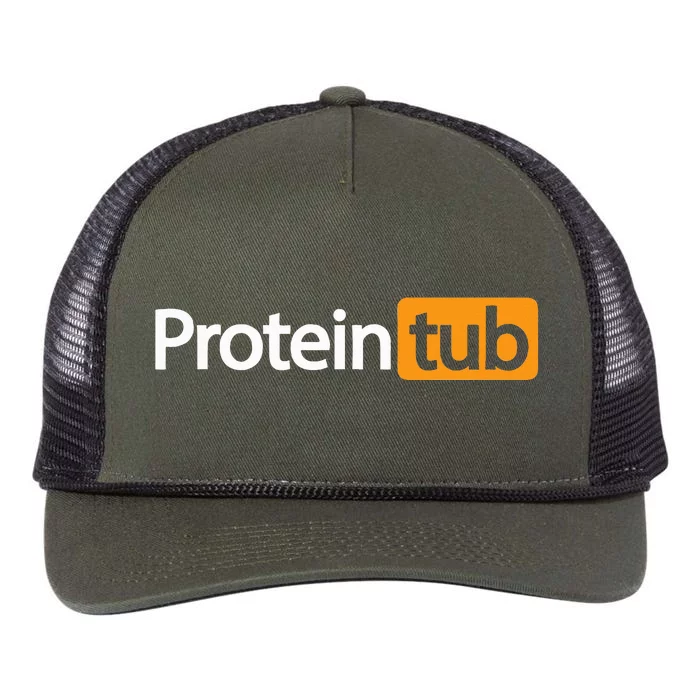 Funny Protein Tub Fun Adult Humor Joke Workout Fitness Gym Retro Rope Trucker Hat Cap