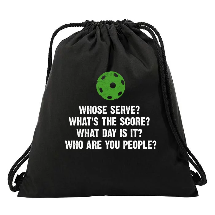 Funny Pickleball Team Whose Serve League Pickleball Drawstring Bag