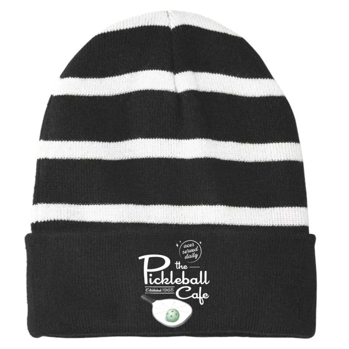 Funny Pickleball - The Pickleball Cafe - Aces Served Striped Beanie with Solid Band