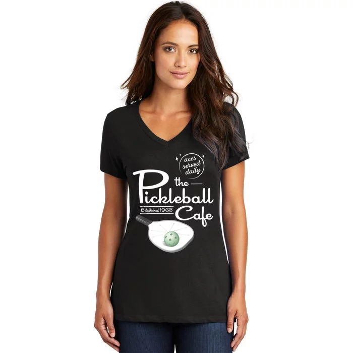 Funny Pickleball - The Pickleball Cafe - Aces Served Women's V-Neck T-Shirt