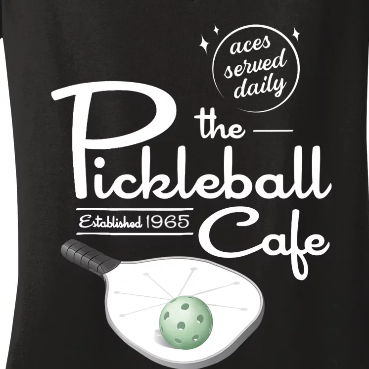 Funny Pickleball - The Pickleball Cafe - Aces Served Women's V-Neck T-Shirt