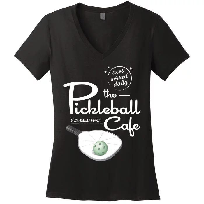 Funny Pickleball - The Pickleball Cafe - Aces Served Women's V-Neck T-Shirt