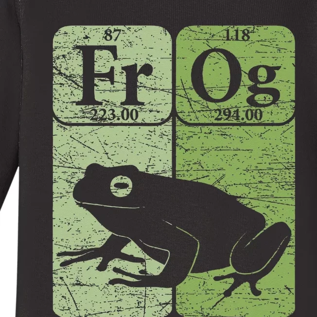 Frog Periodic Table Elements Herpetologist Frog Lover Retro Baby Long Sleeve Bodysuit