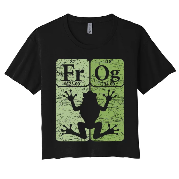 Frog Periodic Table Elements Herpetologist Frog Lover Retro Women's Crop Top Tee