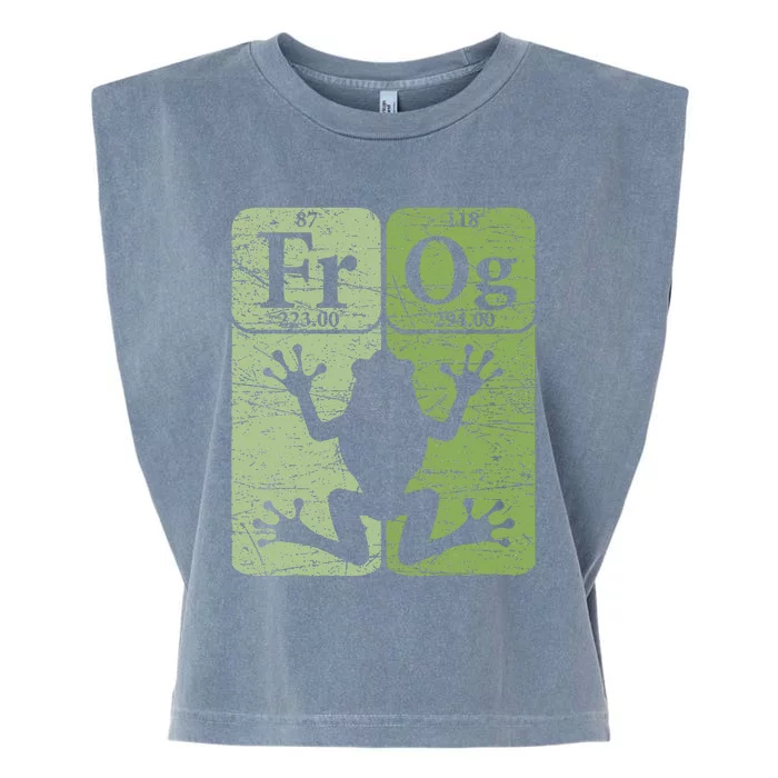 Frog Periodic Table Elements Herpetologist Frog Lover Retro Garment-Dyed Women's Muscle Tee