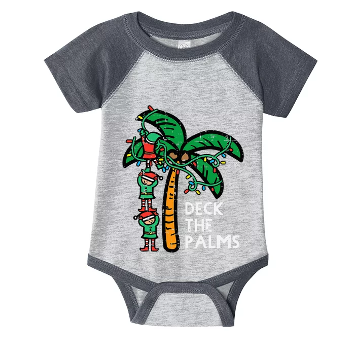 Festive Palm Tree Holiday Cheer Funny Christmas Infant Baby Jersey Bodysuit