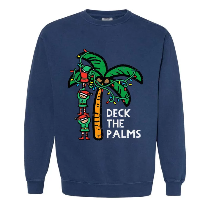 Festive Palm Tree Holiday Cheer Funny Christmas Garment-Dyed Sweatshirt