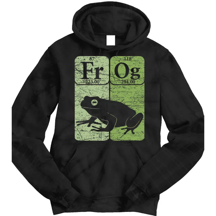 Frog Periodic Table Elements Herpetologist Frog Lover Retro Tie Dye Hoodie