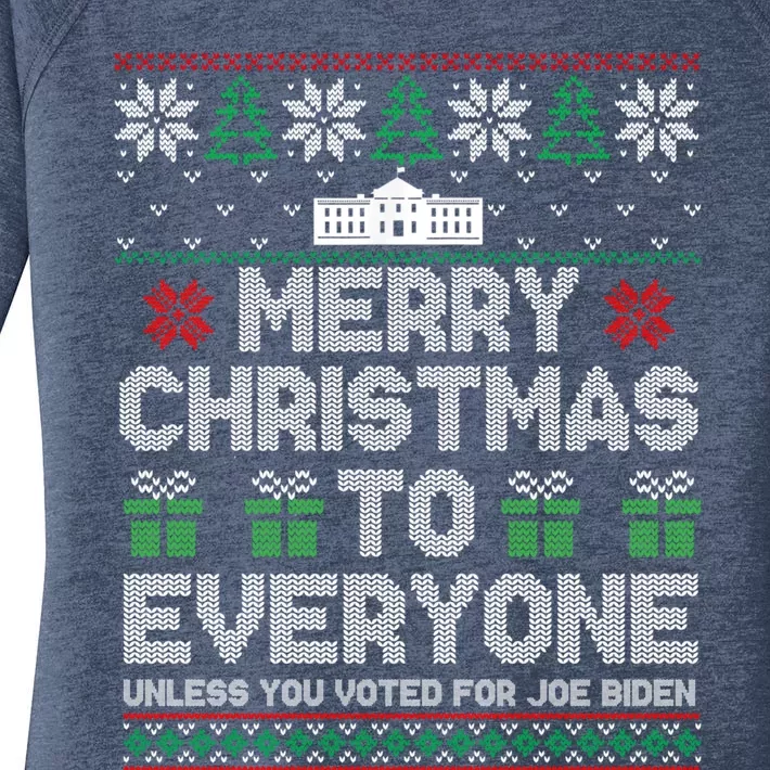 Funny Pro Trump 2024 Merry Christmas To Everyone Anti Biden Gift Women's Perfect Tri Tunic Long Sleeve Shirt