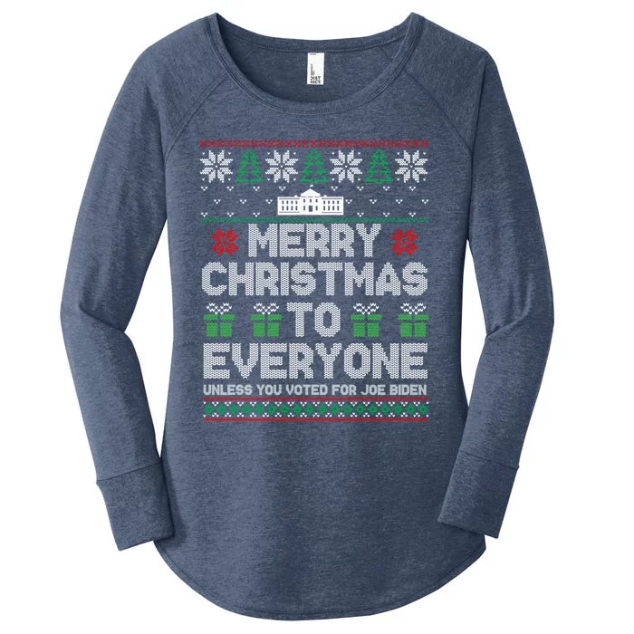 Funny Pro Trump 2024 Merry Christmas To Everyone Anti Biden Gift Women's Perfect Tri Tunic Long Sleeve Shirt