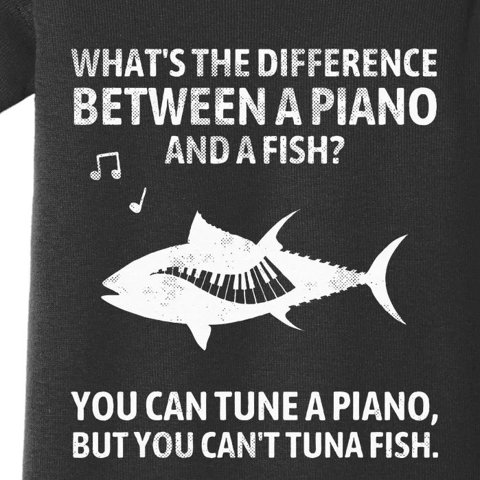 Funny Piano Tuna Fish Music Sarcastic Joke Baby Bodysuit