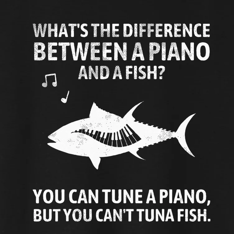 Funny Piano Tuna Fish Music Sarcastic Joke Women's Crop Top Tee