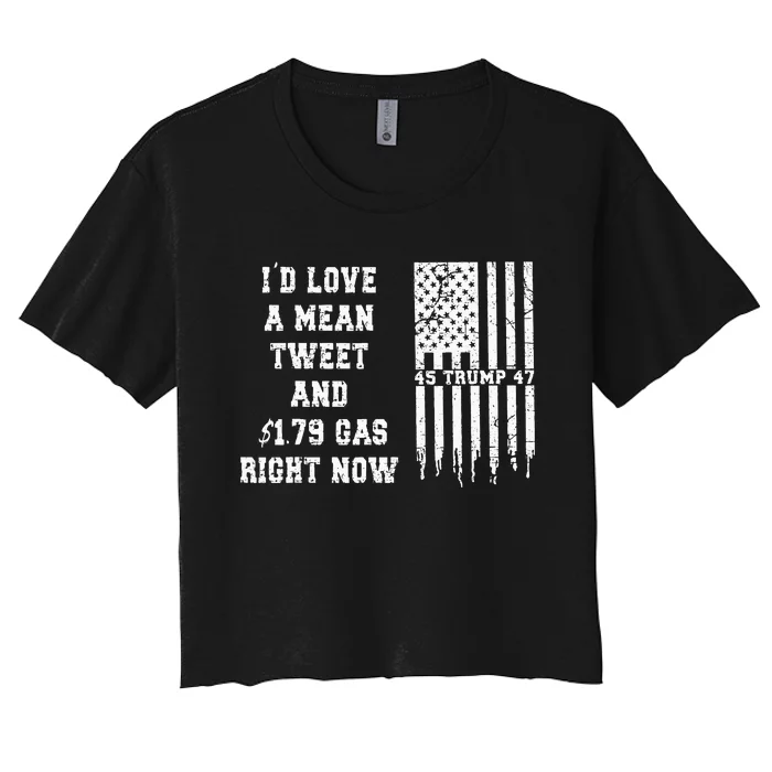 Funny Pro Trump Fathers Day Gas Prices Mean Tweets July 4th Women's Crop Top Tee