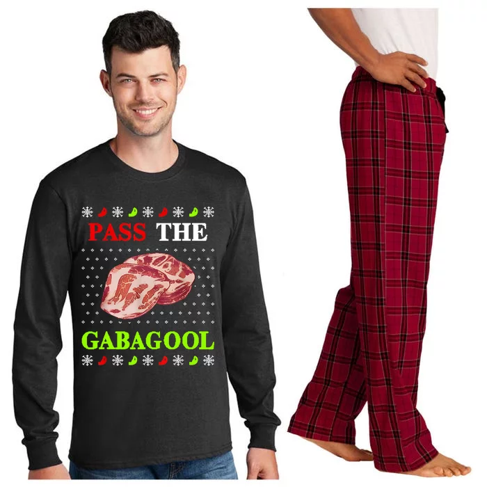 Funny Pass The Gabagool Tacky Ugly Christmas Gabagool Funny Tee Gift Long Sleeve Pajama Set